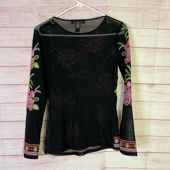 INC International Concepts Sheer Embroidered Top Size XS - Picture 5 of 5